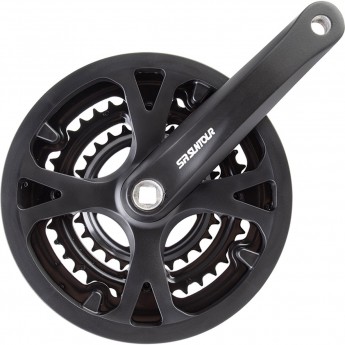 Шатуны SUNTOUR CW14-XCC-T202 PB IBG 42х32х22T, 175мм, с защитой, 7-8 скор, чёрные, под каретку квадрат 122мм, б/уп.